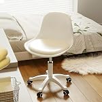 JPBSTO Small Desk Chair Cute Armless Task Vanity Chair with Soft Padded Cushion, Plastic Height Adjustable Home Office Chairs for Teens Girls,White Set of 1
