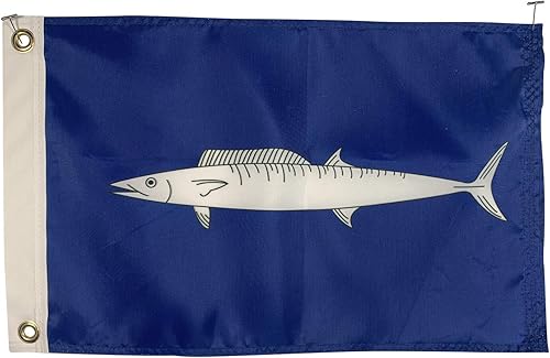 Bandera de pesca Wahoo de 12 x 18 pulgadas, nailon para todo tipo de clima, para exteriores, fabricada en Estados Unidos