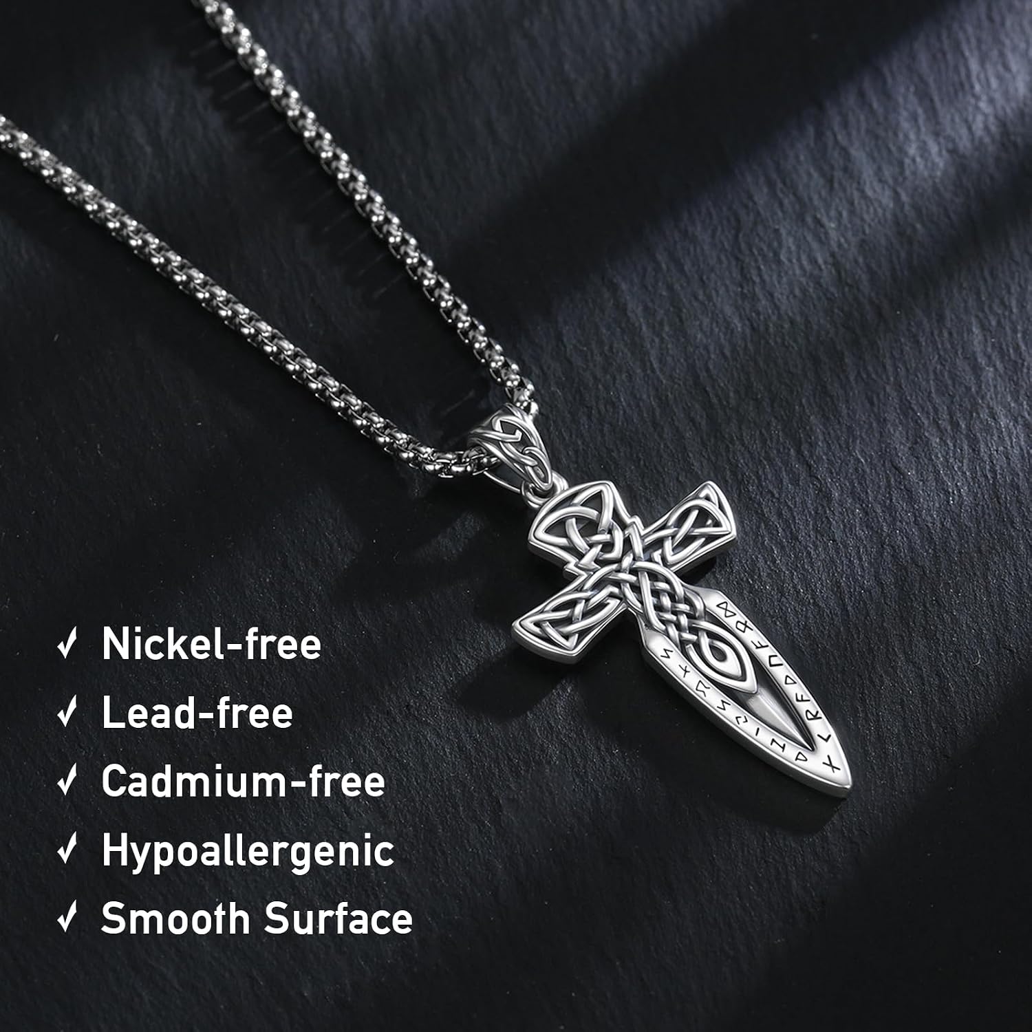 Viking Necklace for Men 925 Sterling Silver Norse Mythology Talisman Jewelry Gifts with 22"+2" Rolo Chain