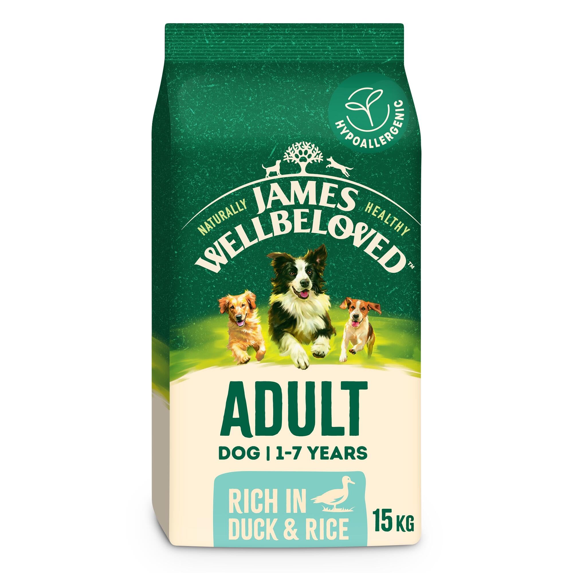 James Wellbeloved Dog Adult Hypoallergenic Dry Food Duck and Rice 15 kg