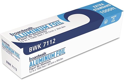 Boardwalk 7112 - Rollo de papel de aluminio de alta calidad, 12 pulgadas x 1000 pies, 16 micrones de grosor, color plateado