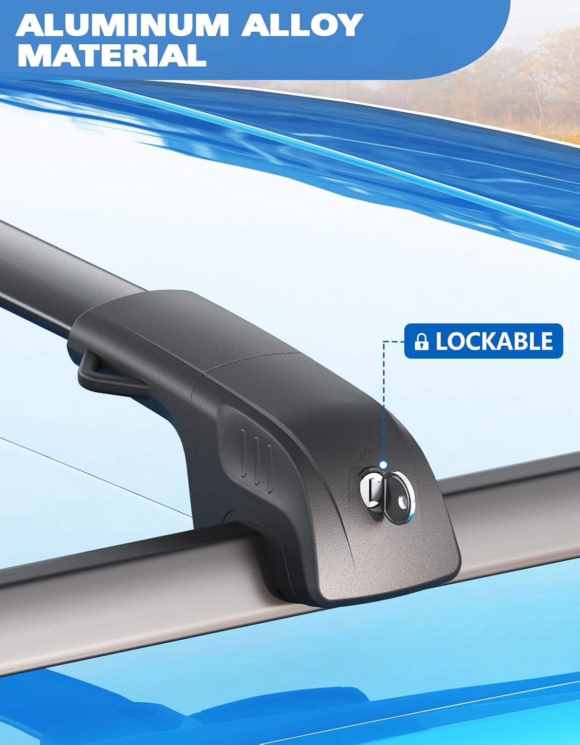 FengYu 300lb Lockable Roof Rack Cross Bars Compatible with Toyota Rav4 2013 2014 2015 2016 2017 2018, Heavy Duty Aluminum Roof Rails Crossbars Cargo Bars Canoe Rooftop Black Carrier Luggage