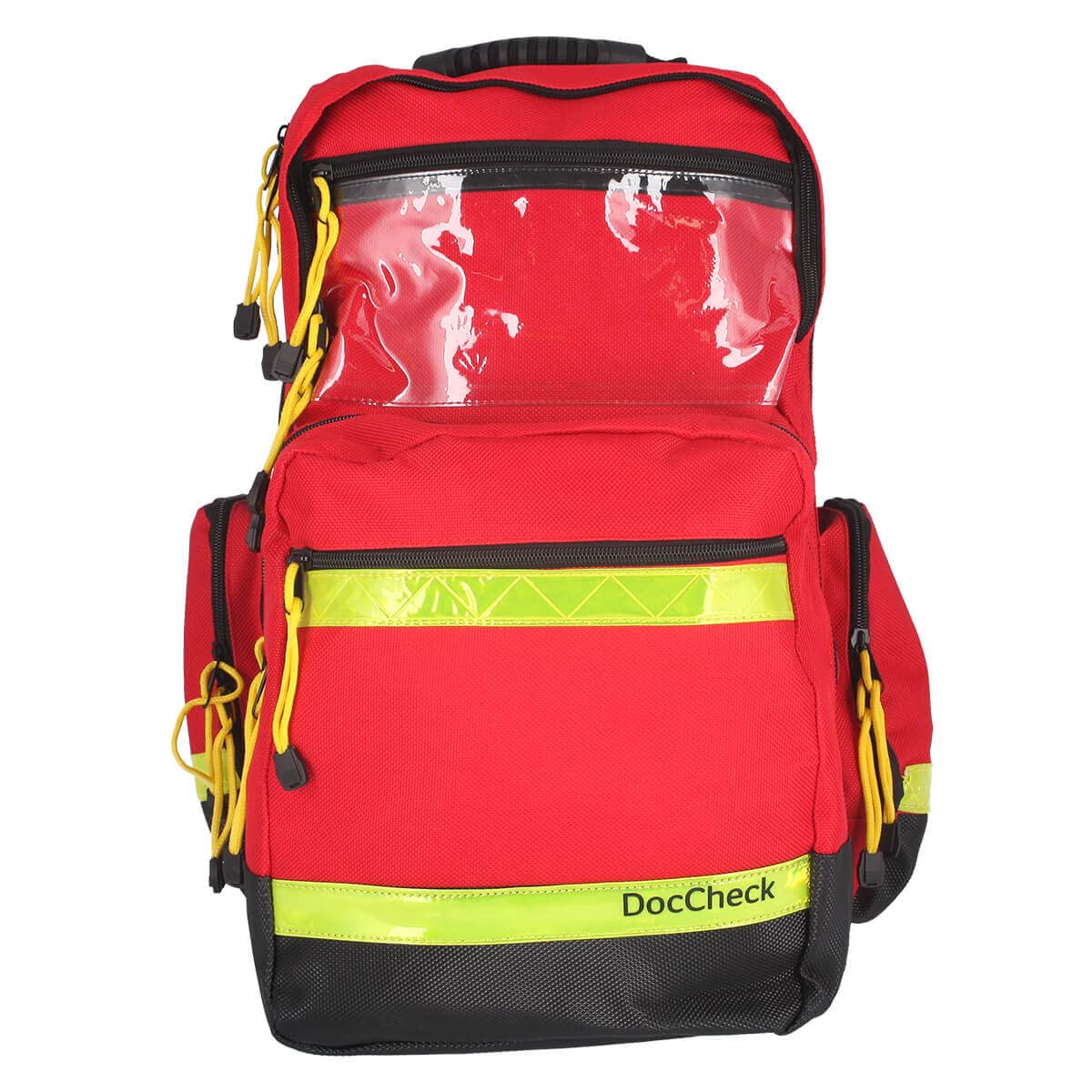 Rettungsrucksack Huck – Profi-Notfallrucksack (Rot), Strapazierfähig, Robuste Reißverschlüsse, 2-geteiltes Hauptfach, Seiten- und Dokumentenfächer, Inkl. 5 Modultaschen, Maße: 45x24x18 cm