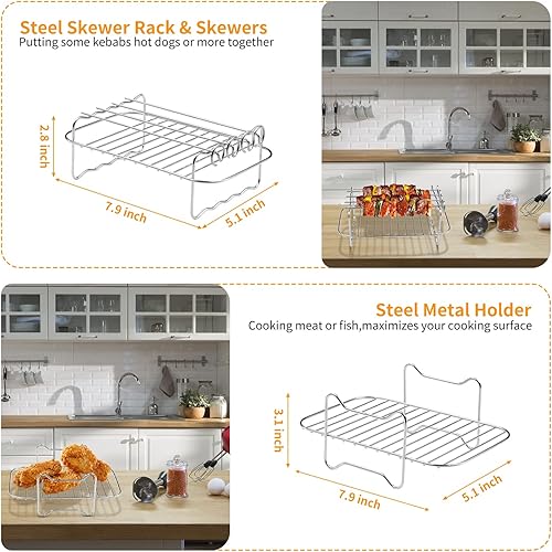 Vista 3 de Accesorios para freidora de aire de doble cesta, juego de 15 piezas para freidora de aire Ninja DZ401 DZ201 Foodi Dualzone con 100 forros