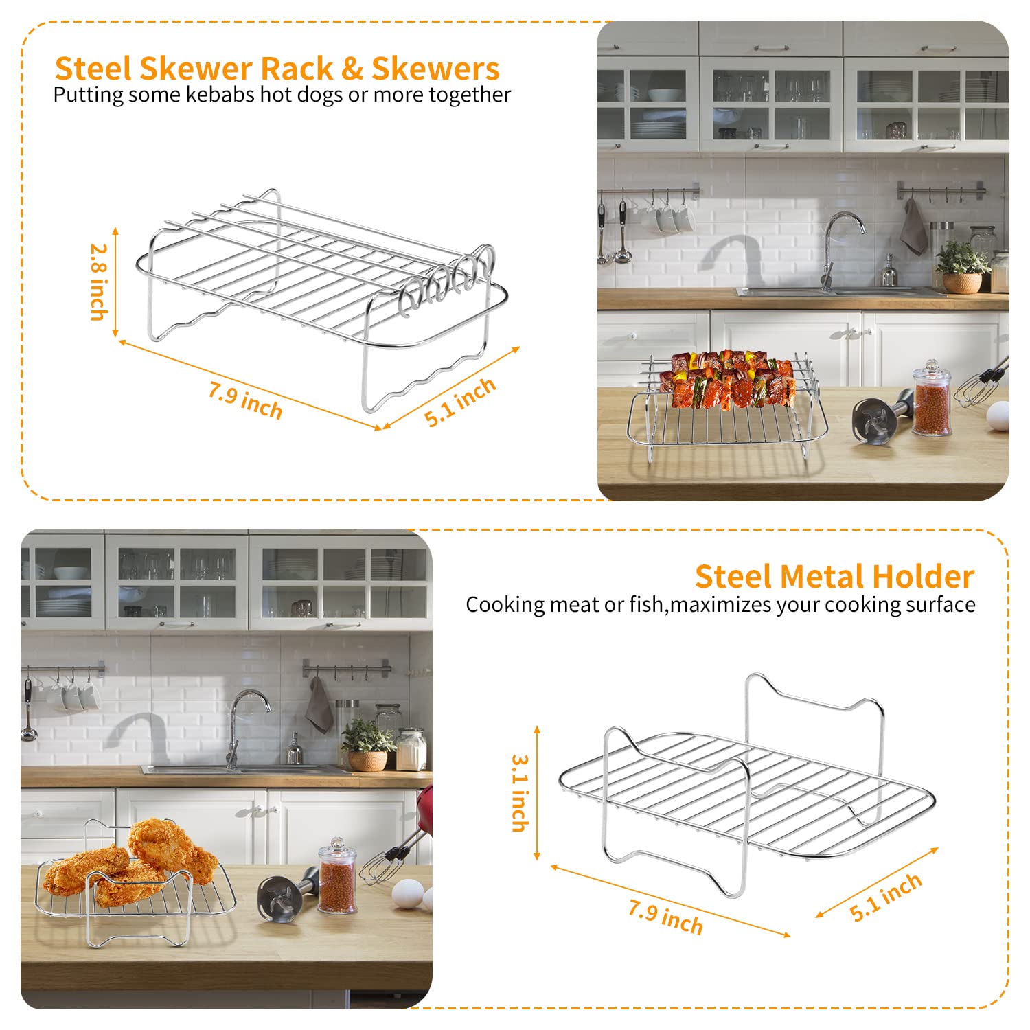 Dual Basket Air Fryer Accessories, 15pcs Set for Ninja DZ401 DZ201 Foodi Dualzone Air Fryer with 100pcs Air Fryer Liners, 2 Non-Stick Pans, Bread,Toasting,Skewer Racks, 6 Cake Cups, 2 Mitts, Recipes
