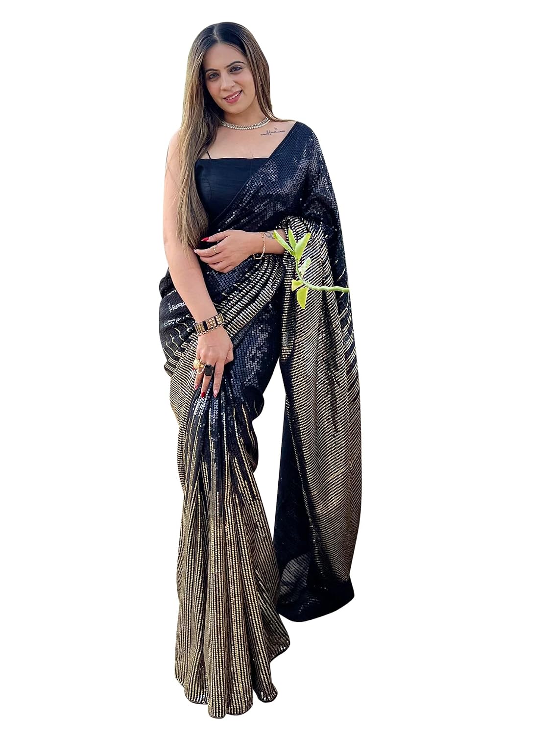 AKHILAM Women's Georgette Embellished Saree With Unstitched Blouse Piece(BITTI555_JR_Parent) - Review, Price and Buying Guide