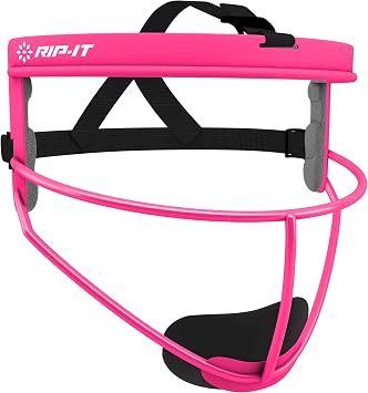RIP-IT Original Defense Softball Face Mask, Lightweight, Protective Fielders Softball Face Shield with Ponytail Strap & Soft Foam Padding