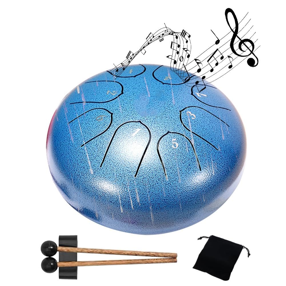 Tambour à langue en acier 6 tons pour l'extérieur - Instrument de pluie - Mini tambour à main éthéré - Accessoires de batterie percussion