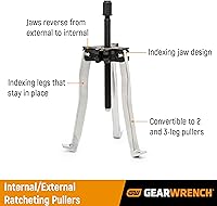 Vista 3 de GEARWRENCH Extractor de 2 o 3 mordazas interno y externo con trinquete Corto y largo 5 toneladas 3628D