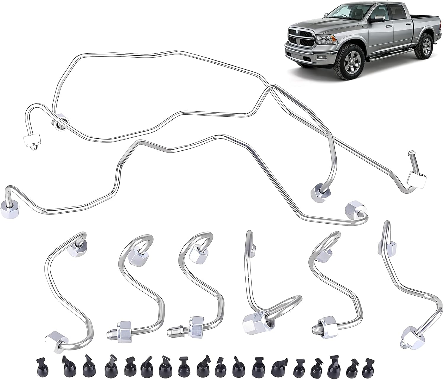 9PCS Engine Injector Lines, Compatible with 2014-2019 Dodge Ram 1500 Jeep Grand Cherokee V6 3.0L EcoDiesel Diesel Injector Set, High Pressure Fuel Lines 68334956AA