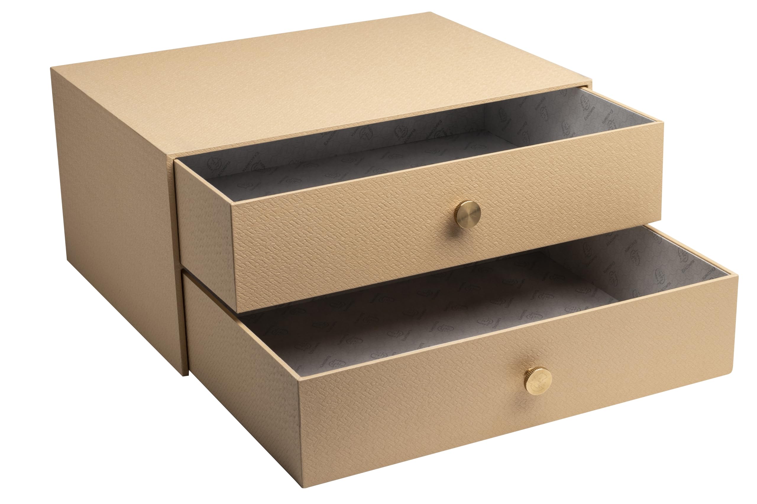 Exacompta - Réf. 30602E - Module de rangement à 2 tiroirs Office By Me - En carton recyclé - Pour document A4+, Dimensions : Profondeur 17x largeur 35,5 x Hauteur 27cm - Coloris Beige