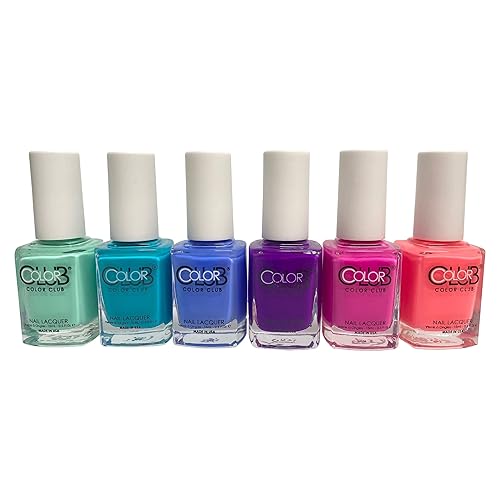 Color Club Juego de 6 esmaltes de uñas de vacaciones para viajes a la playa, juego de manicura para arte de uñas