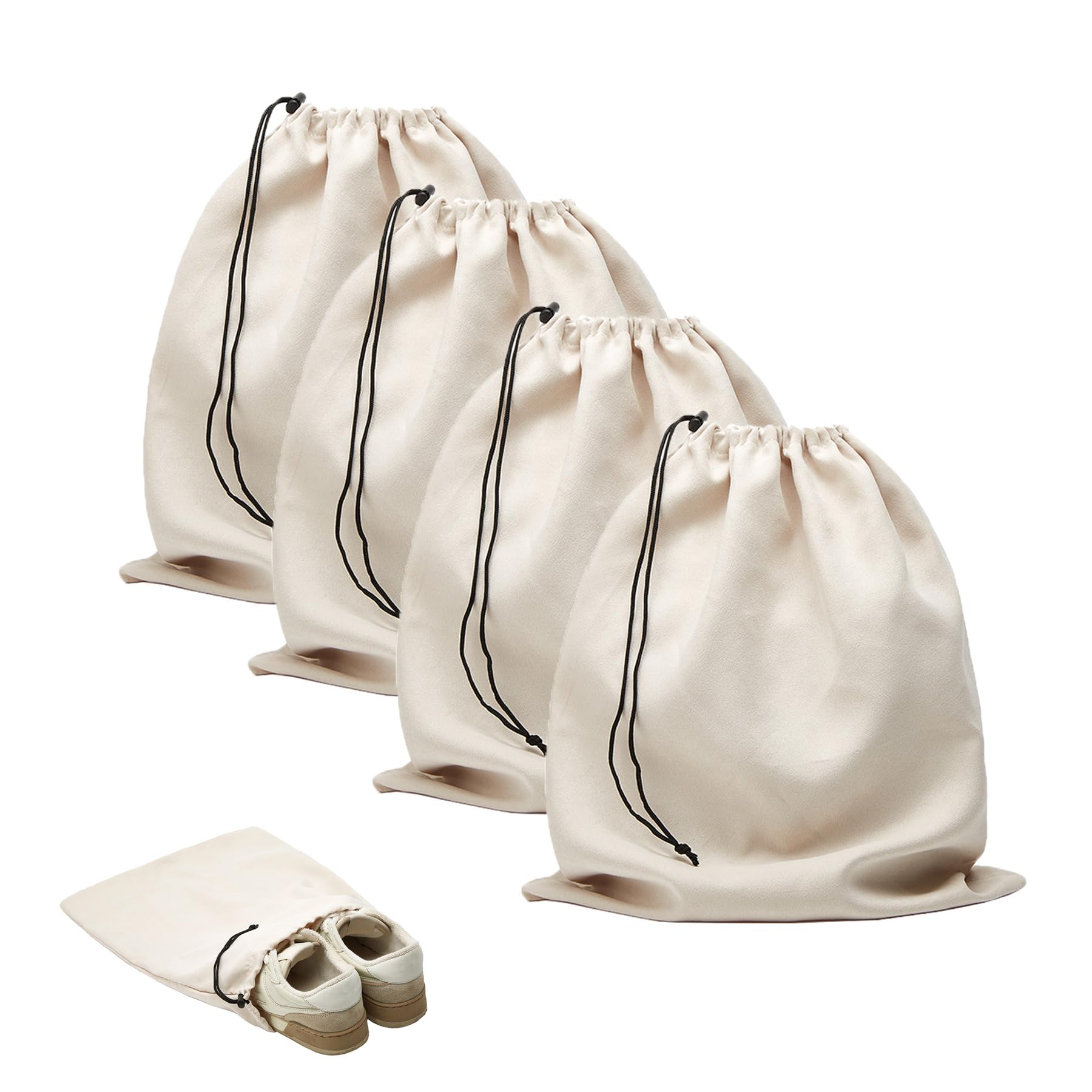 LAKE OF FIRE 4-Piece Travel Shoe Bags for Packing, 17.7" x 13.8" Dustproof Shoe Bags - Flannel Shoe Pouch with Drawstring Closure,Washable & Reusable(