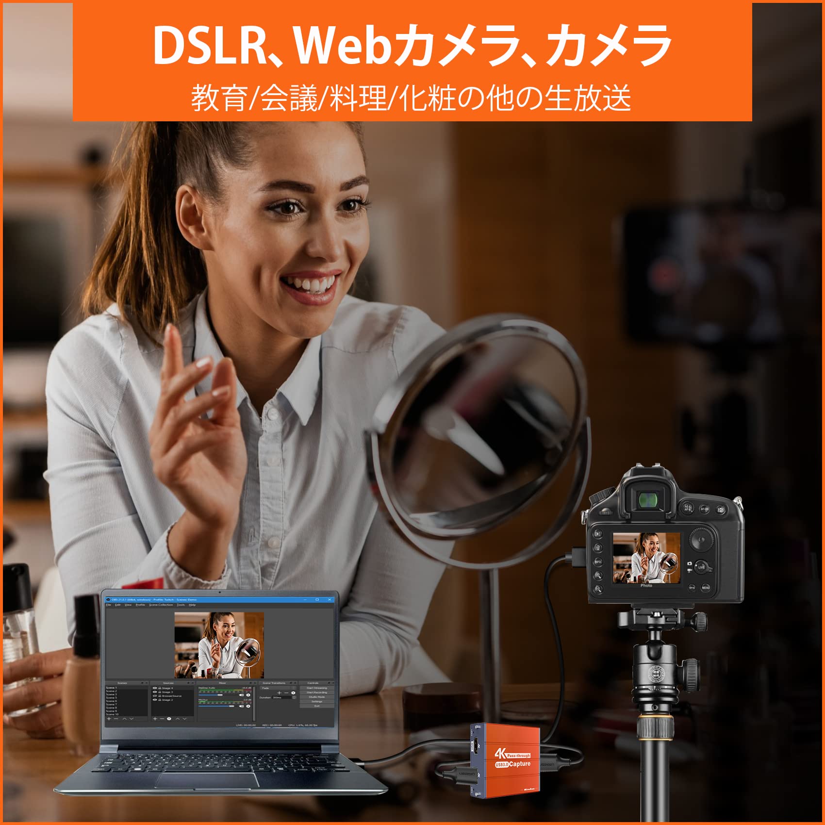 Amazon | Mirabox ビデオキャプチャーボード 1080P 0FPS 4K HDMI