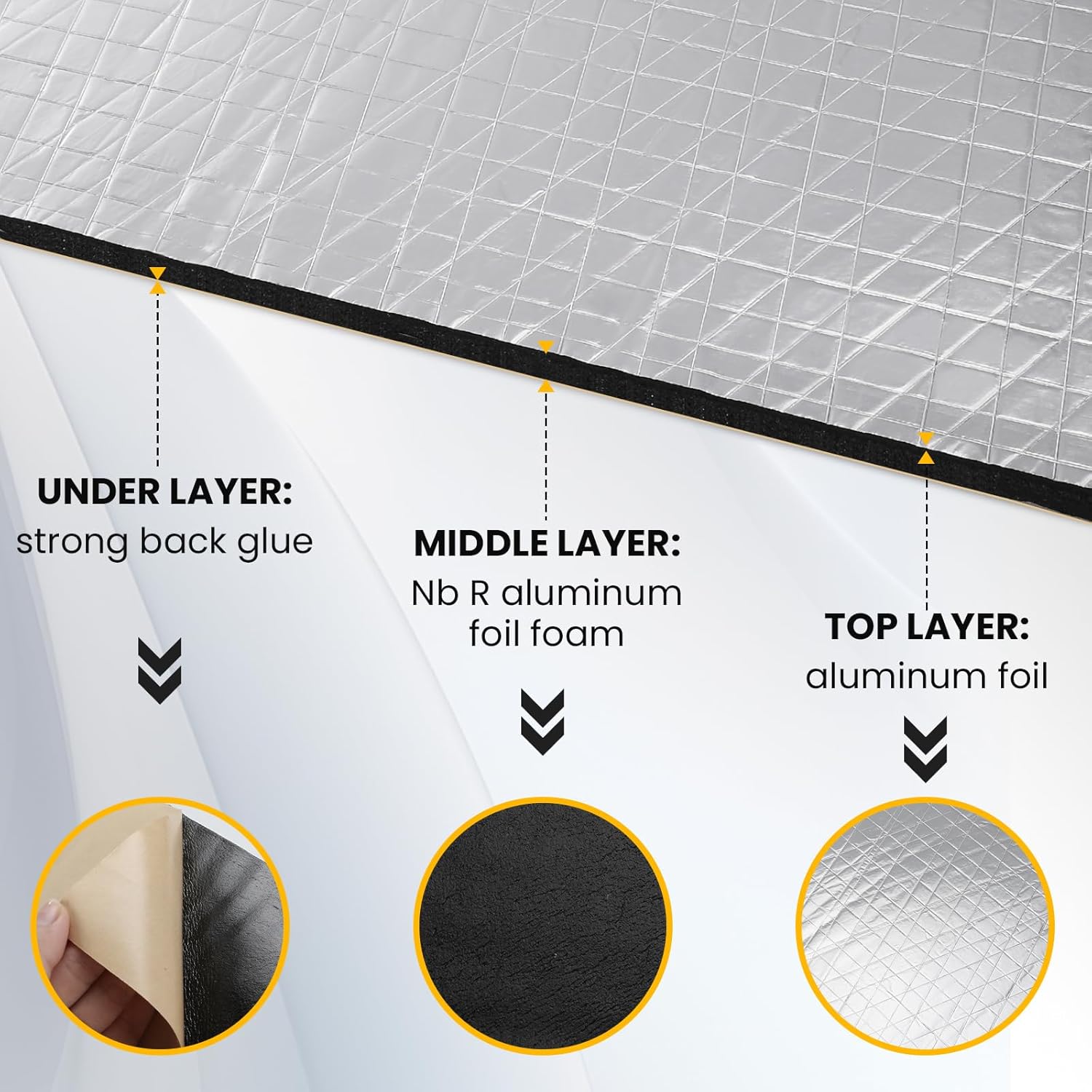 VOISNE Sound Deading Material for Cars,394 mil(10mm) 21 sqft Sound Deadening,Aluminum foil Foam Automotive Sound Deadener,Noise Insulation and Vibration Dampening Material 19 Pcs