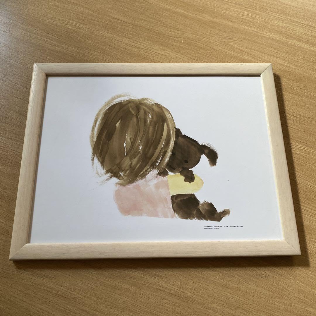 Amazon.co.jp: いわさきちひろ 絵画 小犬を抱く少女 外径41.5cm