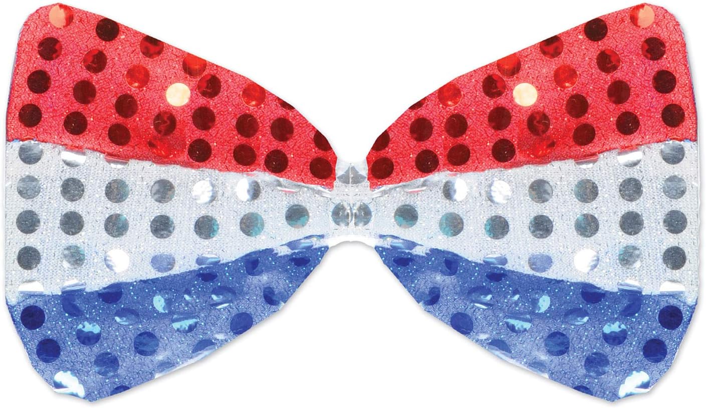 Beistle Beaded Patriotic Ties, Red, White & Blue Costume Accessories, Fourth of July, Party Supplies for Summer Holidays