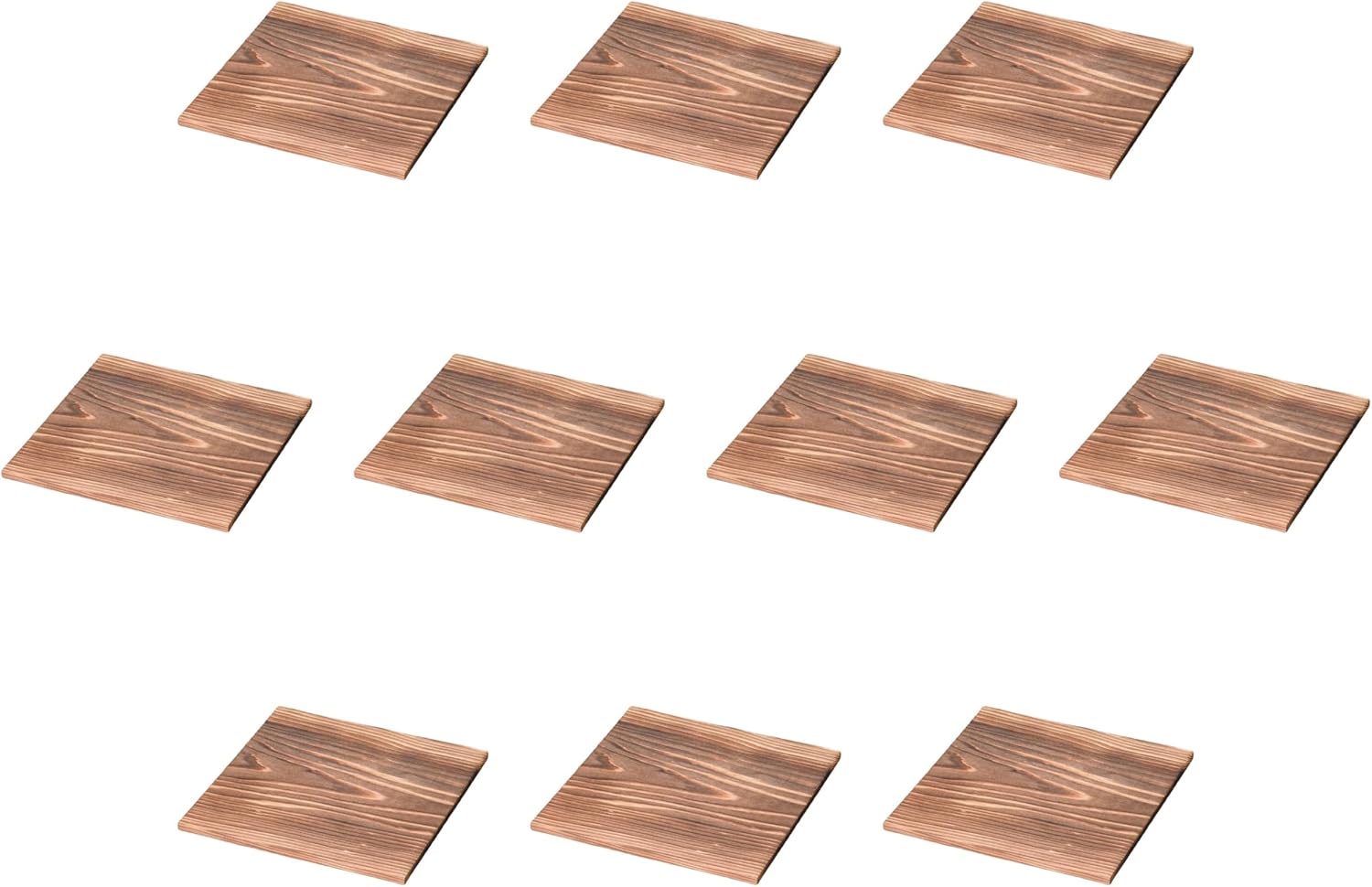 Set of 10, 7.1 inches (18 cm) Square Grilled Cedar Board (7.1 x 7.1 x 0.3 inches (18 x 18 x 0.8 cm) | Bedstand, Setomonohonpo