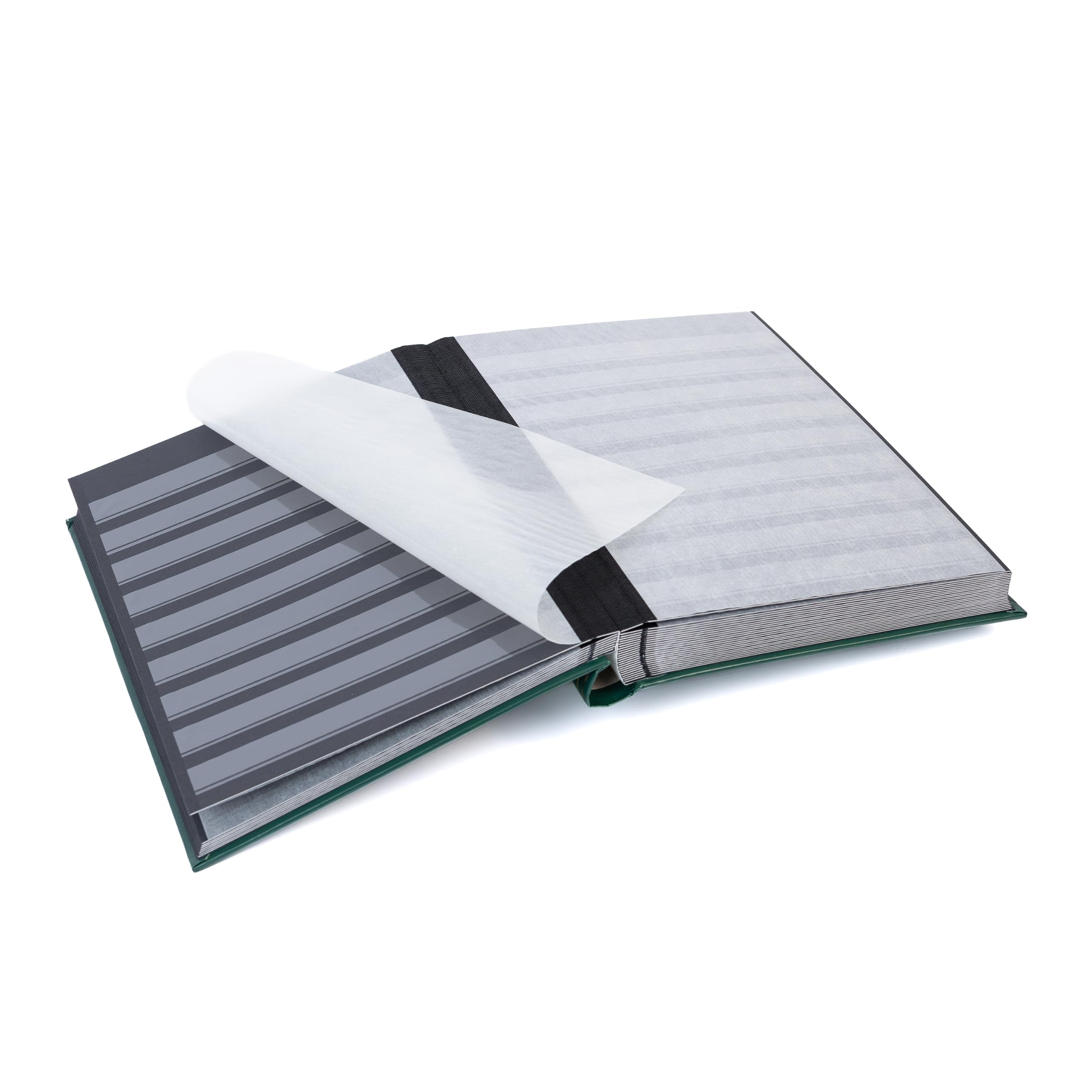 Leuchtturm 306438 Briefmarken-Sammelalbum Comfort - DIN A4, 64 Seiten, Pergaminstreifen, wattierter Einband - grün