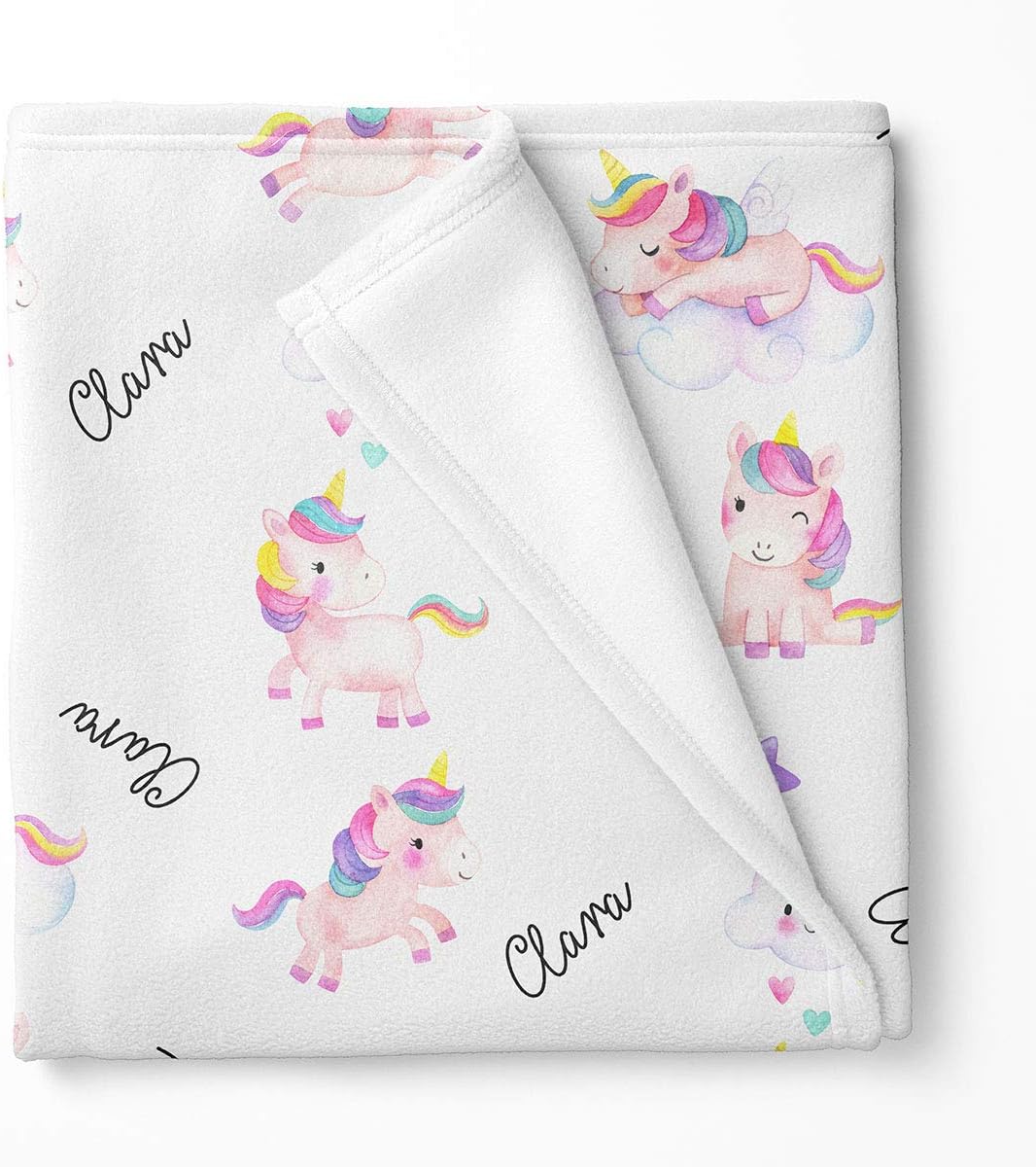 Unicorns and Rainbows Personalized Baby Receiving Swaddle Blanket