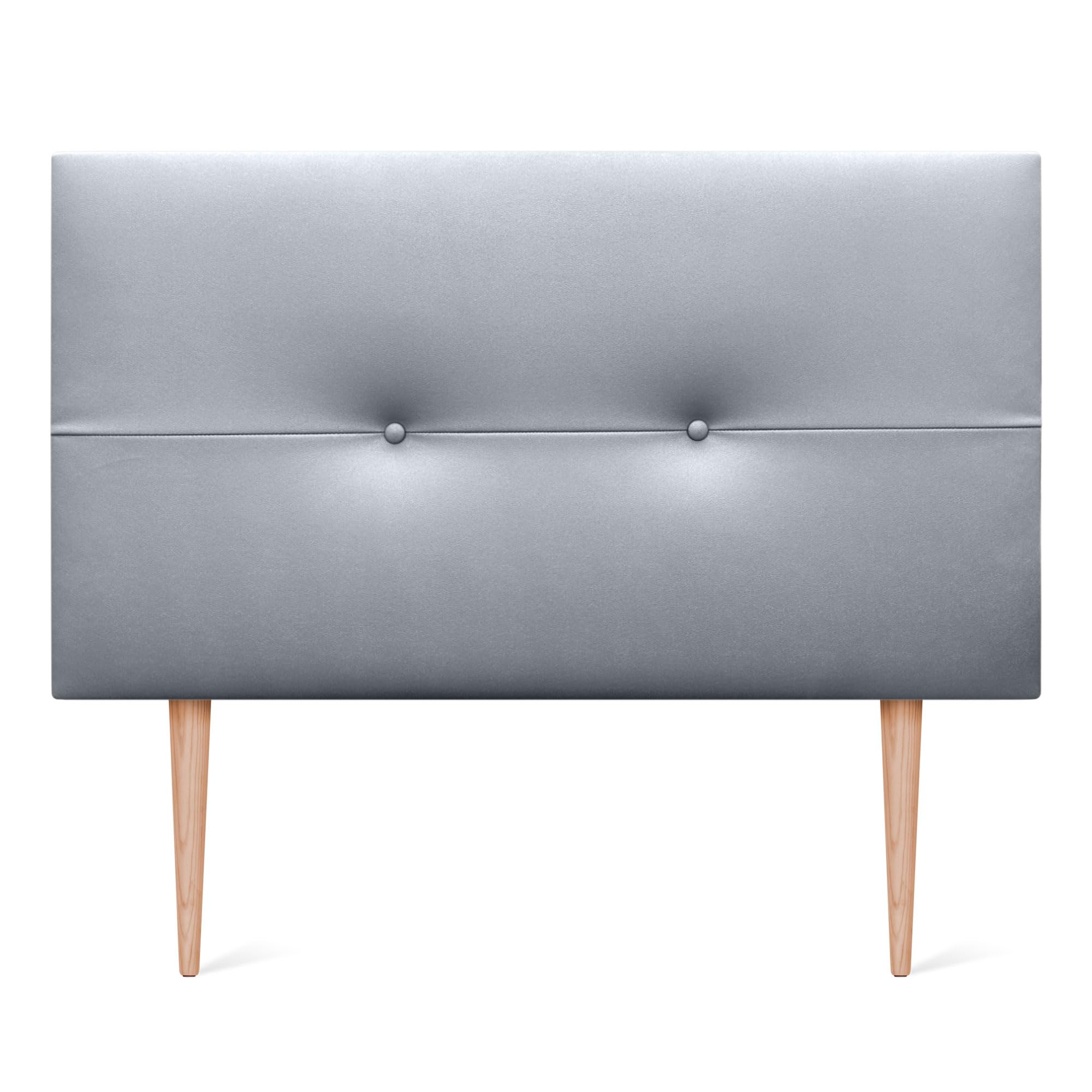 DHOME Cabecero de Polipiel o Tela AQUALINE Pro cabeceros Cabezal tapizado Cama Lujo (Polipiel Plateado, 95x105cm con Patas (Camas 70/80/90))
