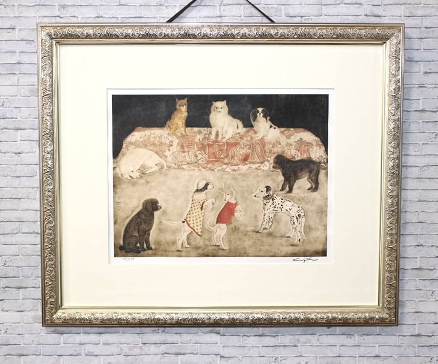 藤田嗣治 リトグラフ 「犬」 250部限定