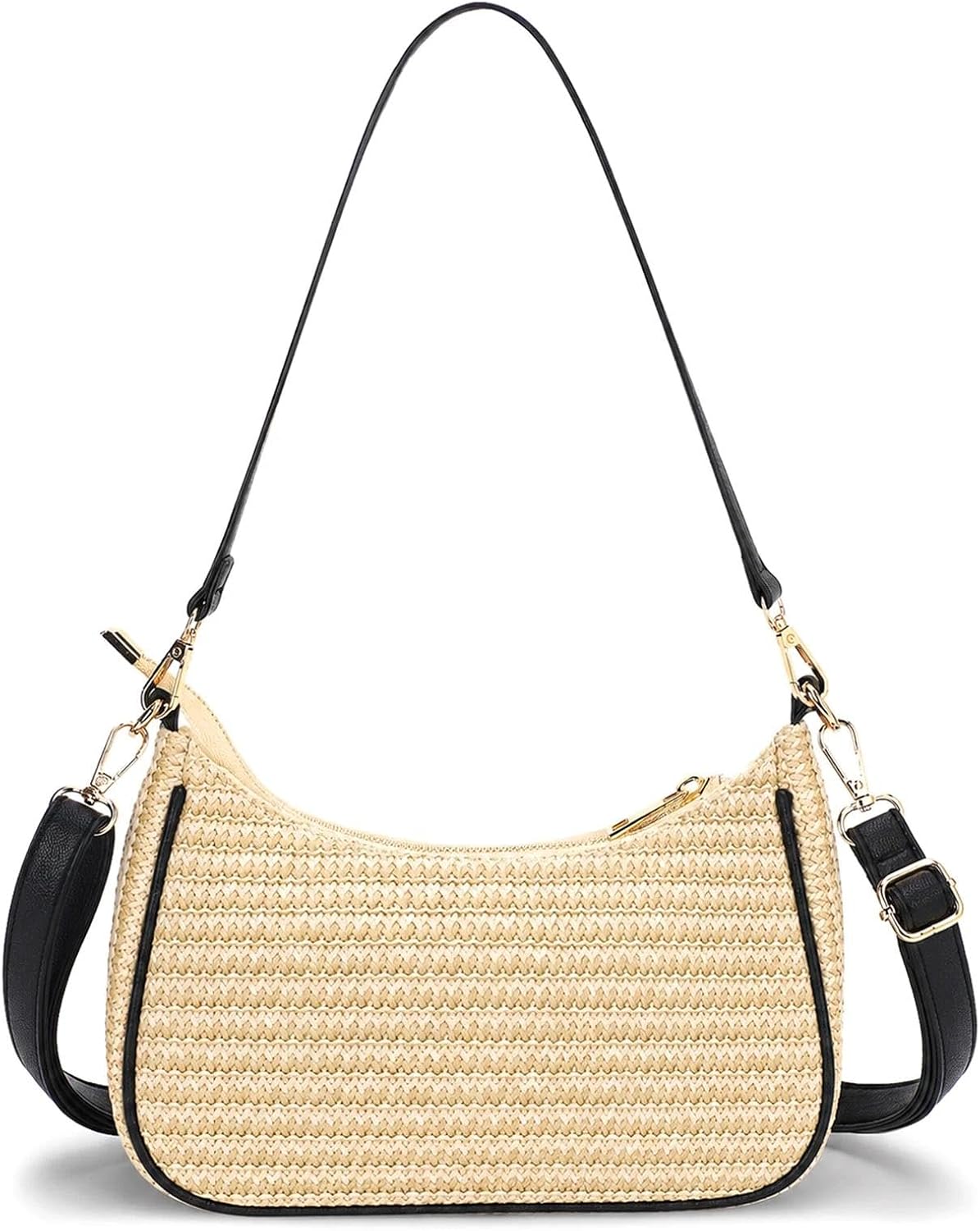 Straw Shoulder Bag for Women – Summer Woven Colorful Stripe Purse