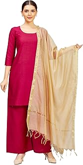 - Women's Chanderi Silk Blend Handloom Dupatta (32" X 2.35 Meters)