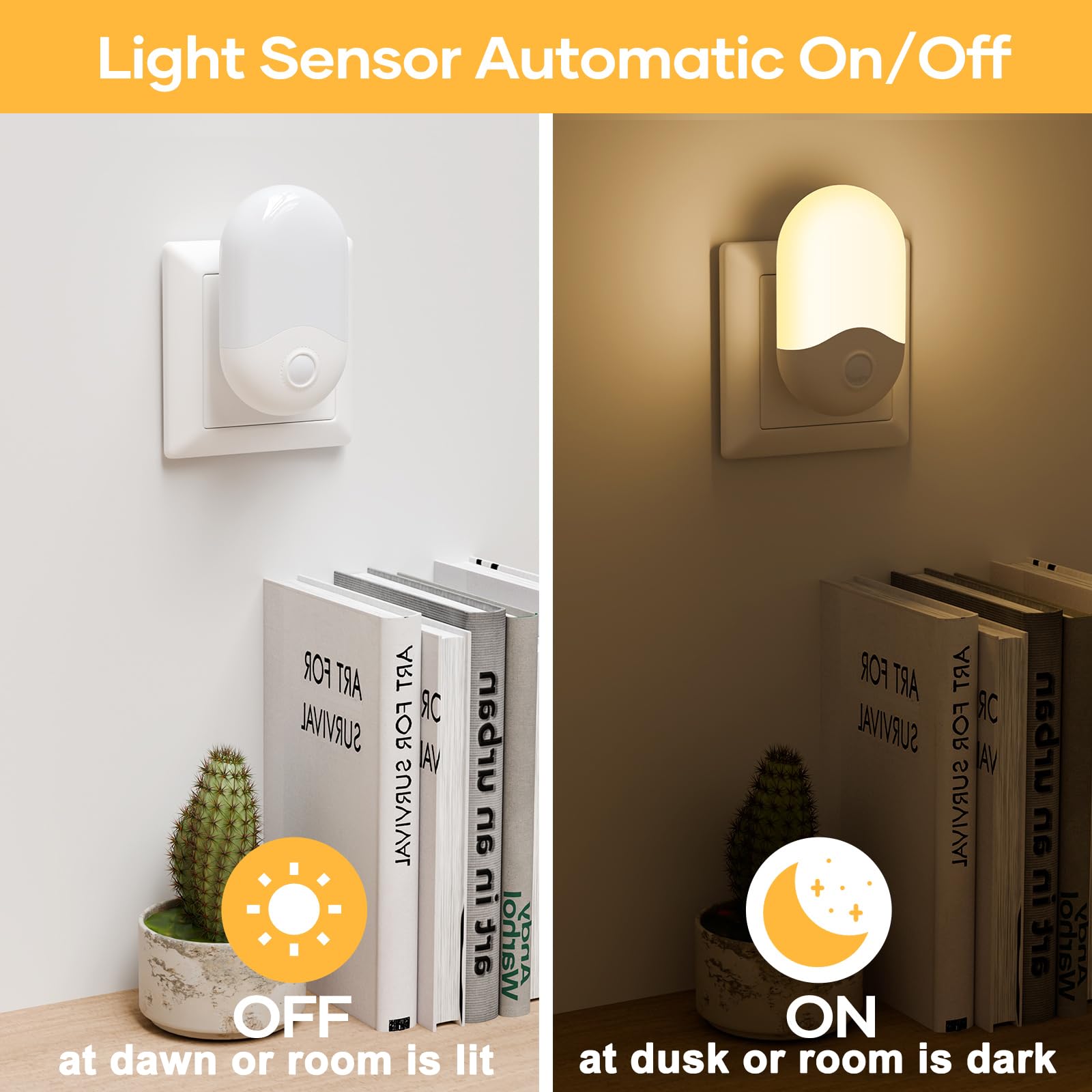 Lot de 2 Veilleuses LED - Plug and Play - Blanc Chaud