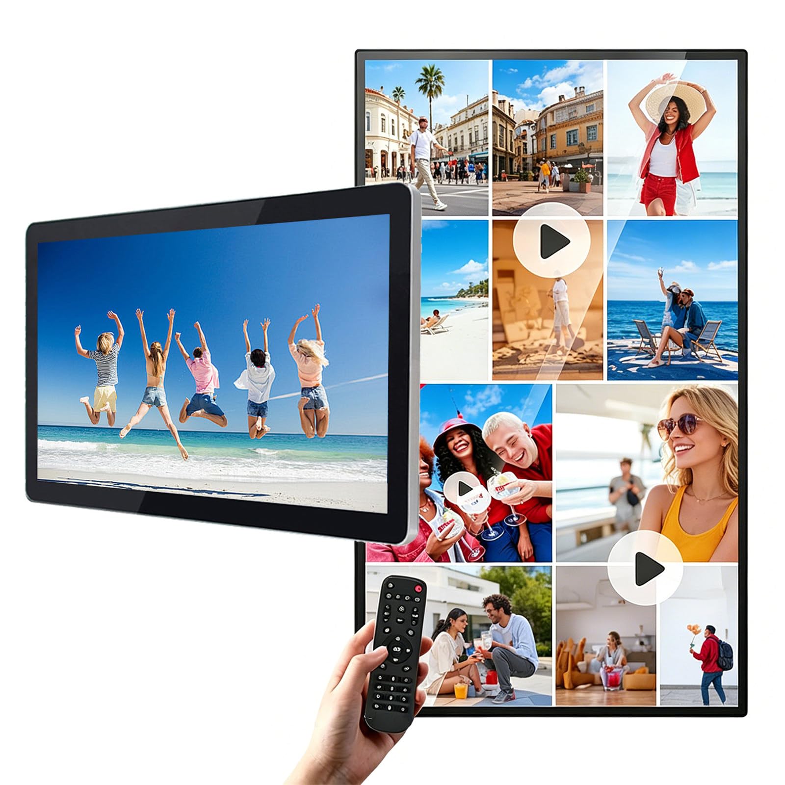 Giuggiolared Digital Signage Display, WiFi Remote Screen Management LCD Monitor Advertising Screen, Smart Split Screen Media Player for Malls & Hotels, Landscape/Portrait Rotation 13.3in