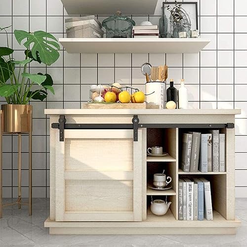 TSMST Kit de herrajes para puerta corrediza de granero de 3.5 pies, juego de rieles de puerta de granero individual, se aplica para ventana de