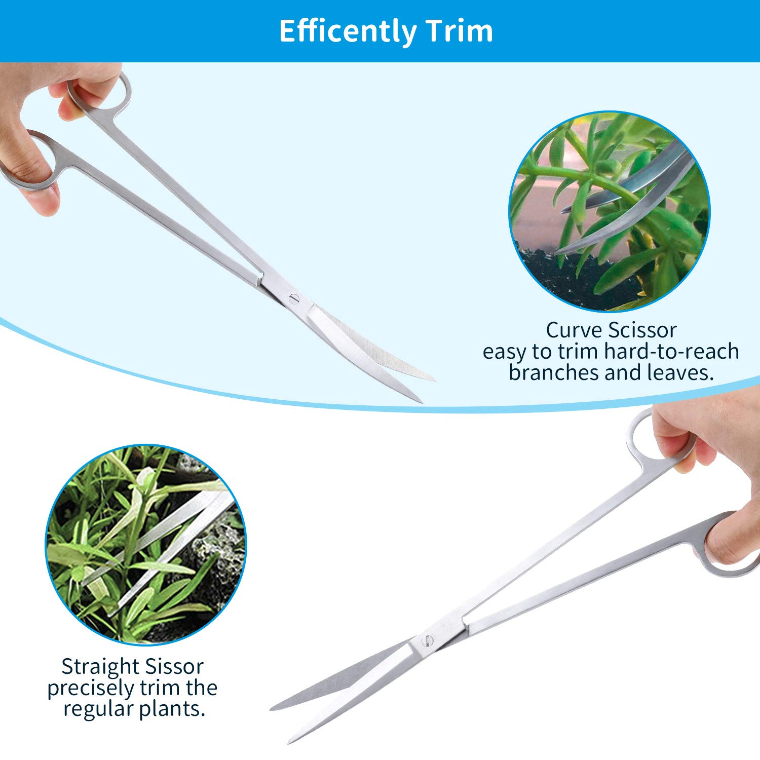 Set 5 Strumenti Aquascaping PETTOM - Forbici, Pinzette, Spatola Per Acquario, Acciaio Inox - Foto 8