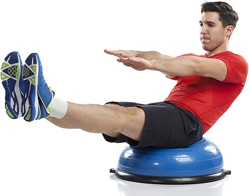 Miniatura 7 de Balançoire Media pelota de equilibrio de ejercicio, tabla de equilibrio de entrenamiento de estabilidad con bandas de resistencia, media pelota de