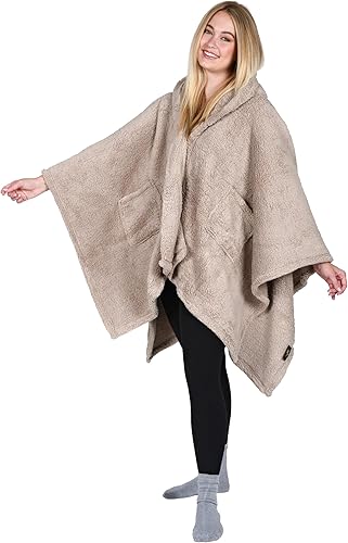 Miniatura 2 de Catalonia Capa tipo poncho para mujer, capa de sherpa, manta con capucha cómoda, idea de regalo para mamá y niñas adolescentes