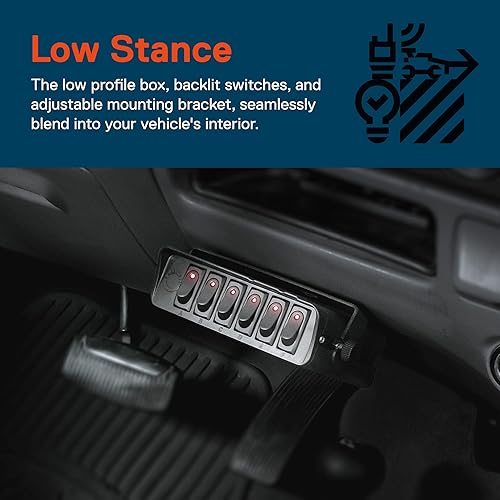 Miniatura 5 de Caja de interruptor basculante de 12 V de 6 bandas 40 amperios máximo cables de 12 AWG 12 voltios CC SPST de encendidoapagado caja de panel de