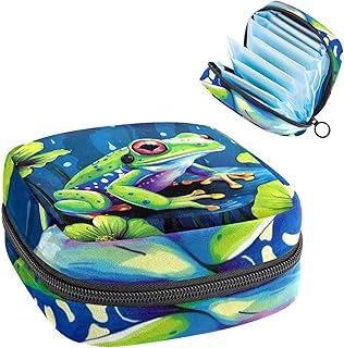 RODAILYCAY Frog Menstrual Pad Purse for School, Tampons Collect Pouch for Women Girls, Soft Sanitary Napkin Disposal Bags
