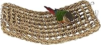 Vista 1 de Alfombrilla de hierba para pájaros, hamaca de red tejida de hierba natural colgante en jaula de loro con 4 ganchos, escalera de cuerda de escalada