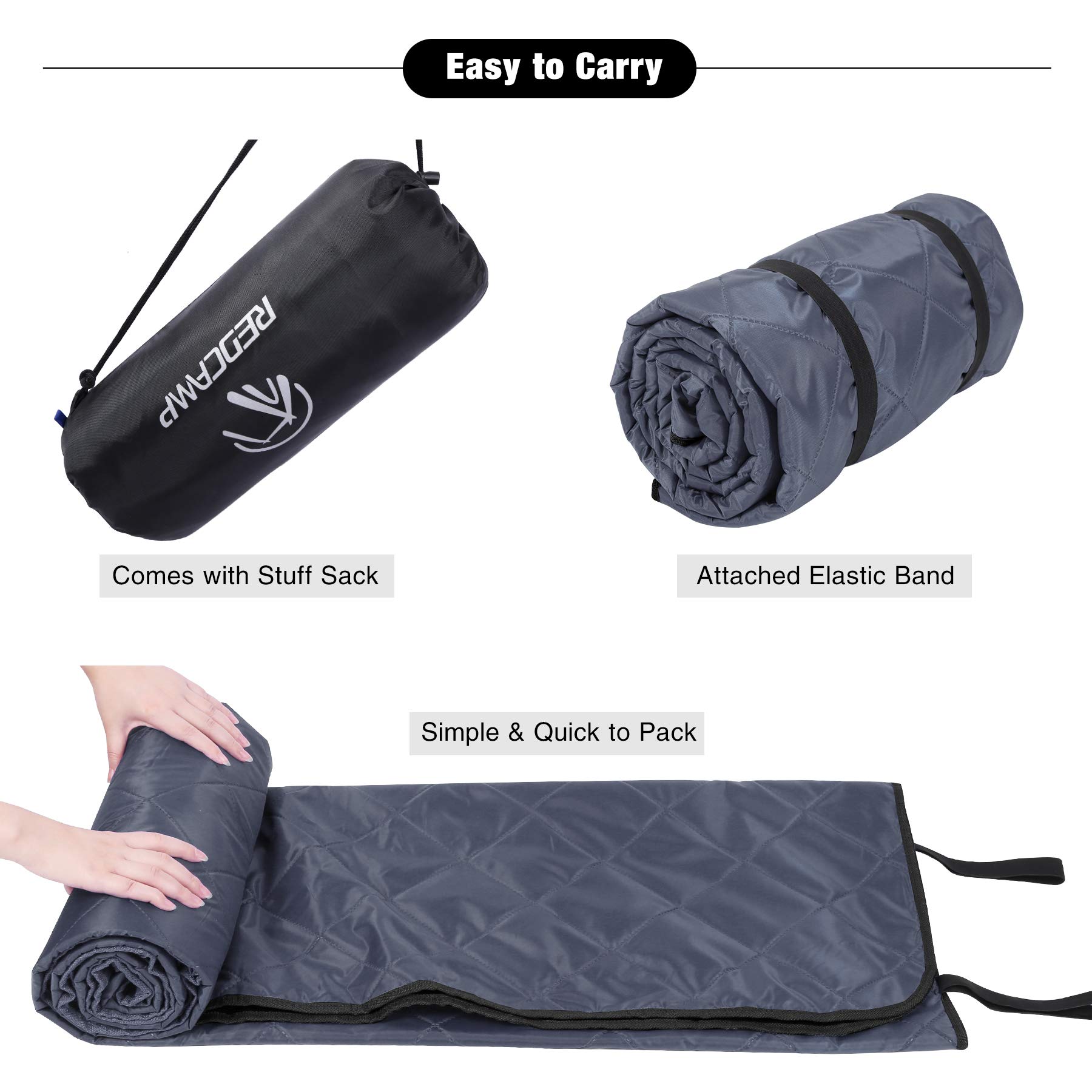 Couverture Camping REDCAMP 200x200cm - Imperméable Et Chaude - Doublure Sherpa - Pour Extérieur Et Voyage