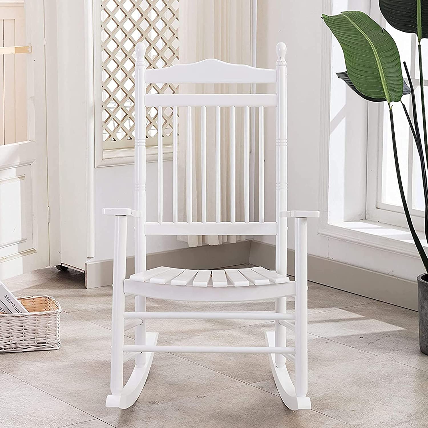 Fauteuil à bascule traditionnel en bois de qualité MU pour terrasse et extérieur