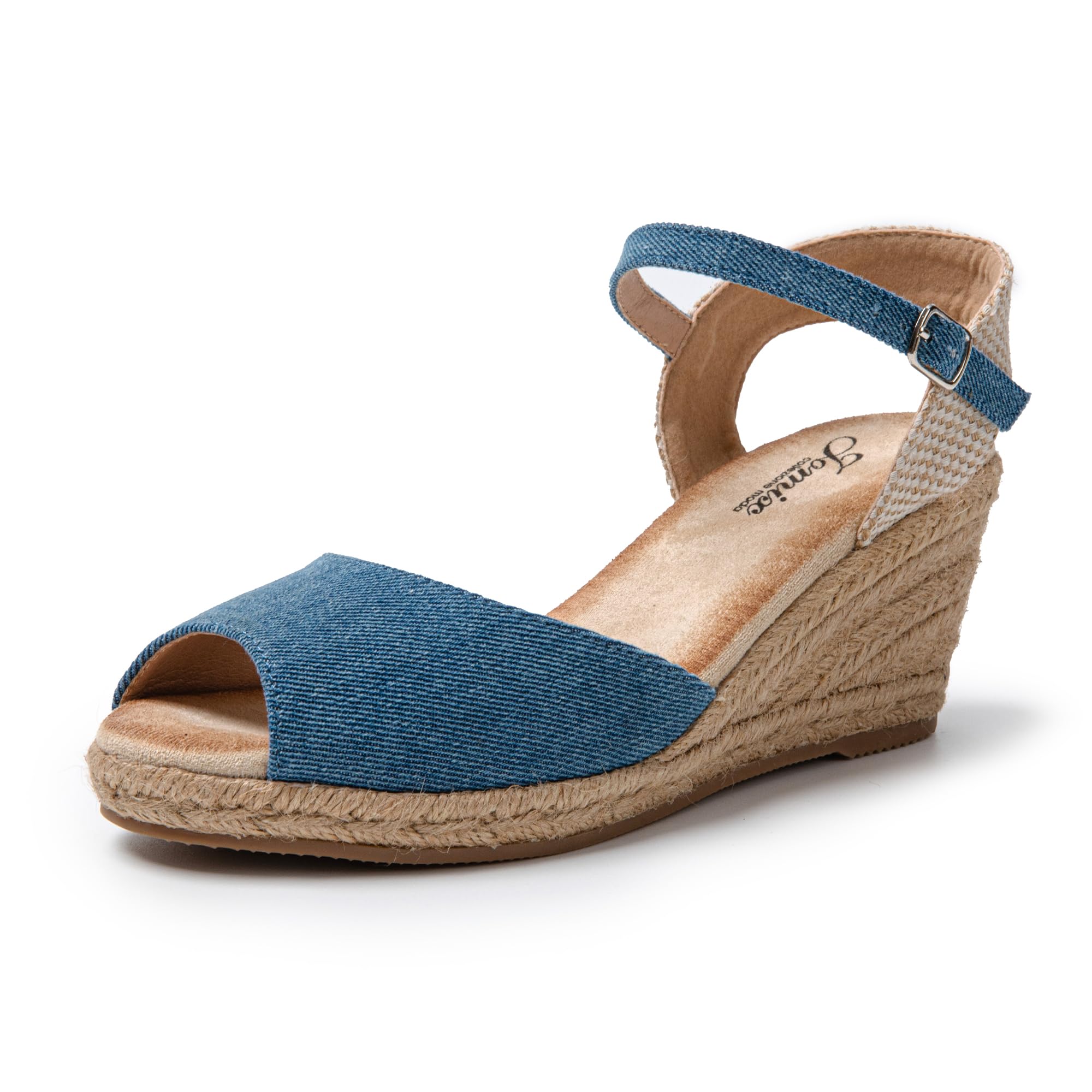 Cashwise Sandali da Donna Espadrillas con Zeppa Sandali da Donna Piattaforma Tacco Basso Punta Chiusa Sandali con Zeppa Estivi Cinturino alla Caviglia Scarpe estive in Pelle Scamosciata Nero,Camel-42