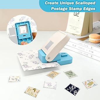 Postage Stamp Punch, 1 x 0.8 Inch Stamp Puncher for Crafting, Rectangular Stamp Cutter Hole Punch for Scrapbooking, Junk Journaling, Card Making & Gift Tags