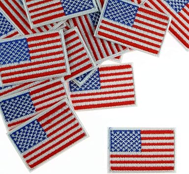10 Patches - Small American USA Flag US United States of America Iron/Sew on Patch