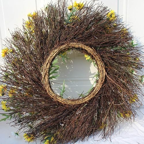 Miniatura 2 de WEIGE Corona decorativa, corona de margaritas de 22 pulgadas, hermosa corona artificial de primavera y verano, puerta delantera o textiles para el