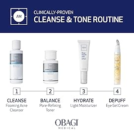 Obagi CLENZIderm M.D. Daily Care Foaming Cleanser & Pore Therapy Exfoliating BHA Toner Bundle - Treats Acne, Unclogs & Minimizes Pores with 2% Salicylic Acid (BHA), Normal & Oily Skin Types