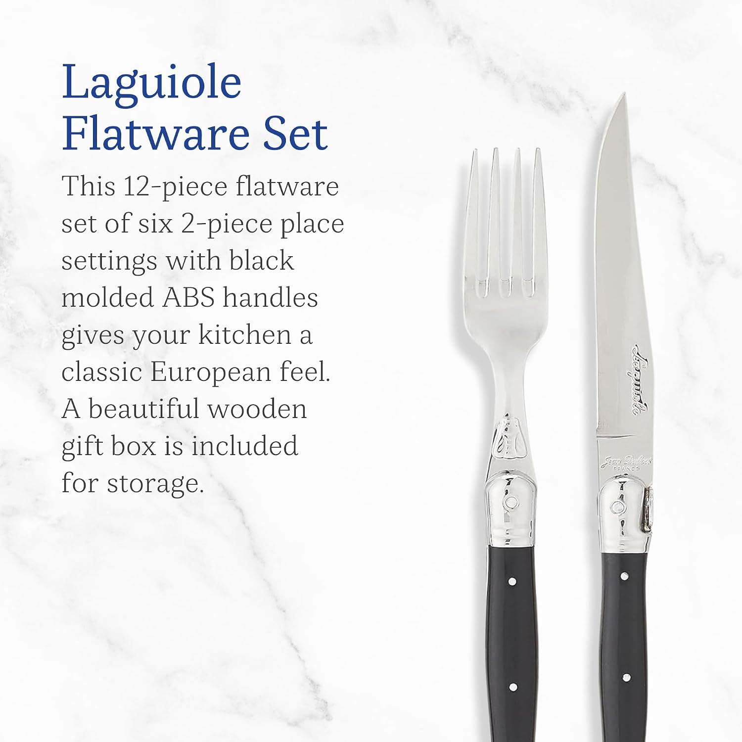 Jean Dubost JD97-13693.BLK 12 Piece Cutlery Set With Handles, Black