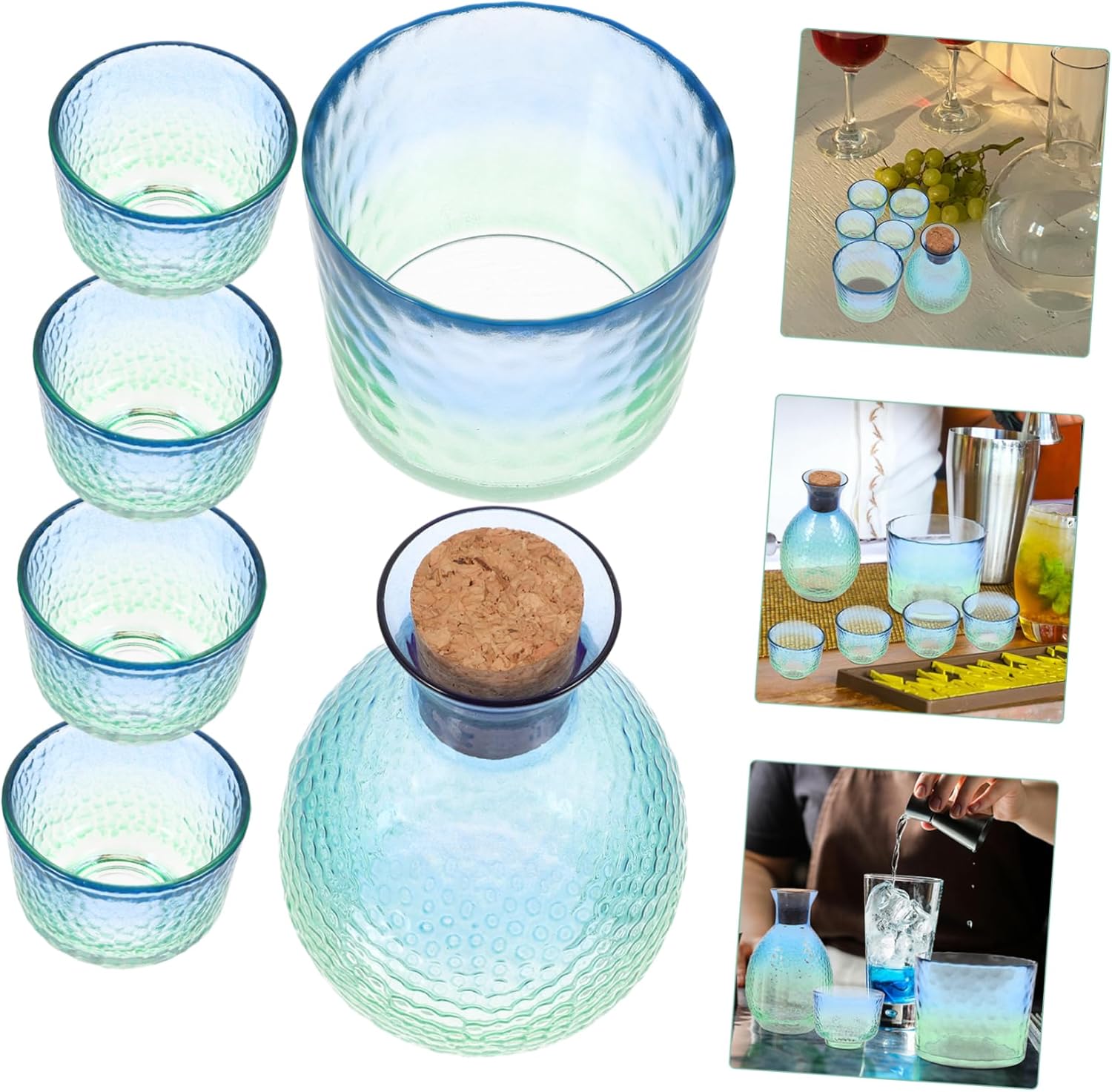 Japanese Sake Set Porcelain Sake Pot Cup Glass Bottles Cups for Tea Party Wedding Birthday