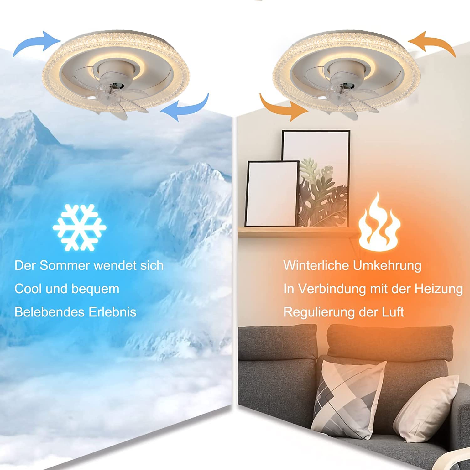 Dimmerabile LED Luce da Soffitto con Ventilatore Telecomando Bluetooth Altoparlante Ventilatore da Soffitto con Luce RGB Colore Musica Plafoniera con Silenzioso Fan per Camera da Letto Famiglia Festa