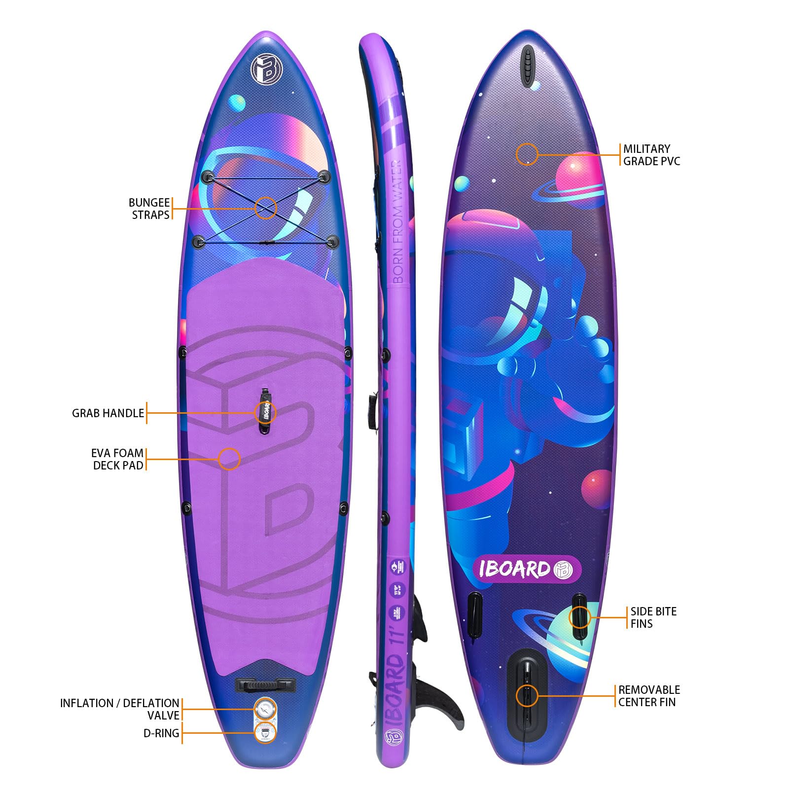 Tavole gonfiabili per stand up paddle 11 ′ × 33 × 6 ″ con accessori spessi e eccellenti per tavola da SUP, ampia e stabile ad alto carico gonfiabile per giovani e adulti