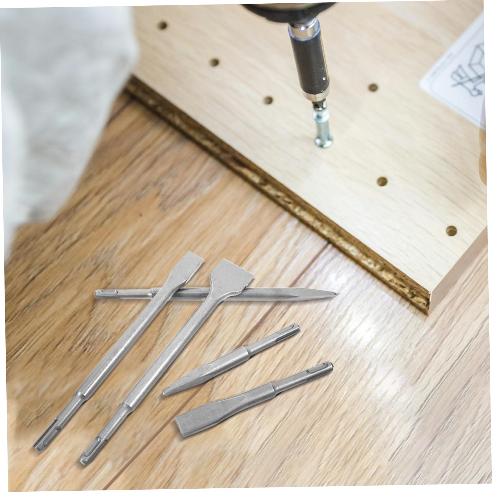 Juego De 5 Piezas Cincel Martillo Electrico Brocas De Albañilería Para Hormigón Brocas De Martillo De Albañilería Brocas De Porcelana Broca Para Mampostería Silver Acero