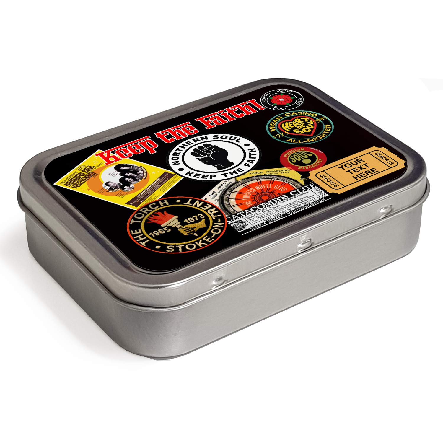 Personalised Northern Soul 2oz Tobacco Tin | Baccy Storage | Pill Box | Cigarette Rolling Stash Can KS65